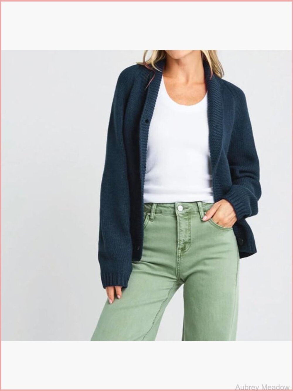 Long Sleeve Open Front Button Down Cardigan Sweater Y2K Casual Knitwear - Picture 4 of 6